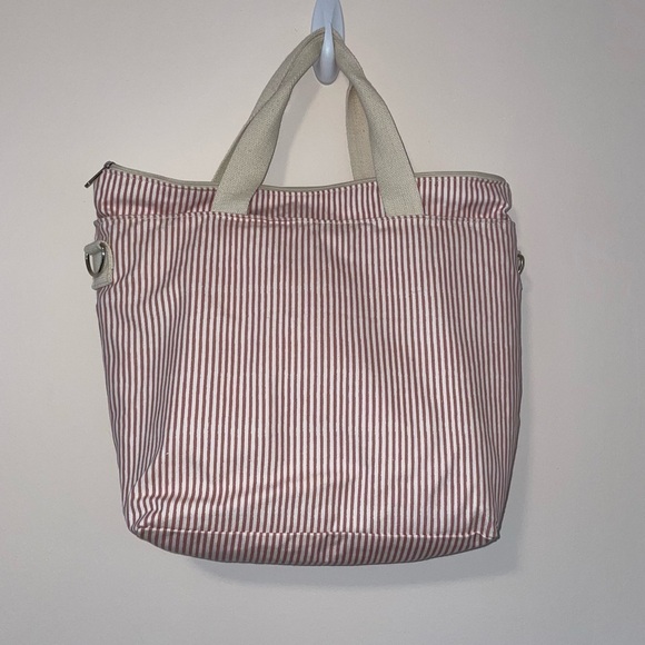 CB Station Insulated Striped Tote Bag with Outer Zipper Section Cotton Exterior - Picture 7 of 7